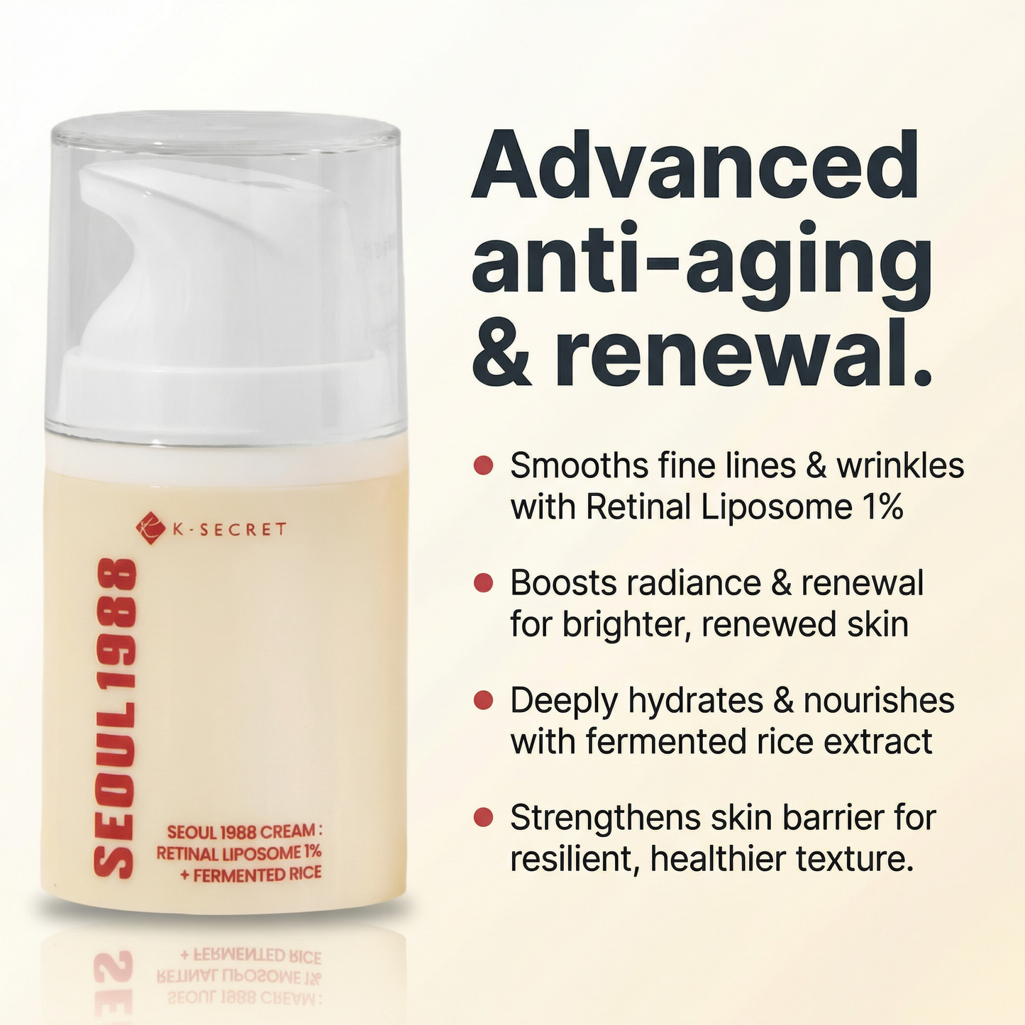 K-SECRET – SEOUL 1988 Cream: Retinal Liposome + Fermented Rice - 50ml