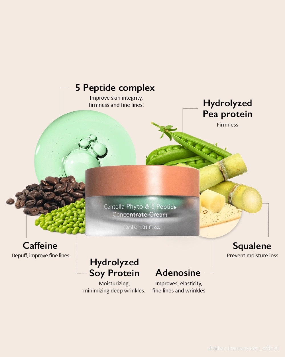 Haruharu Wonder – Centella Phyto & 5 Peptide Concentrate Cream -30ml