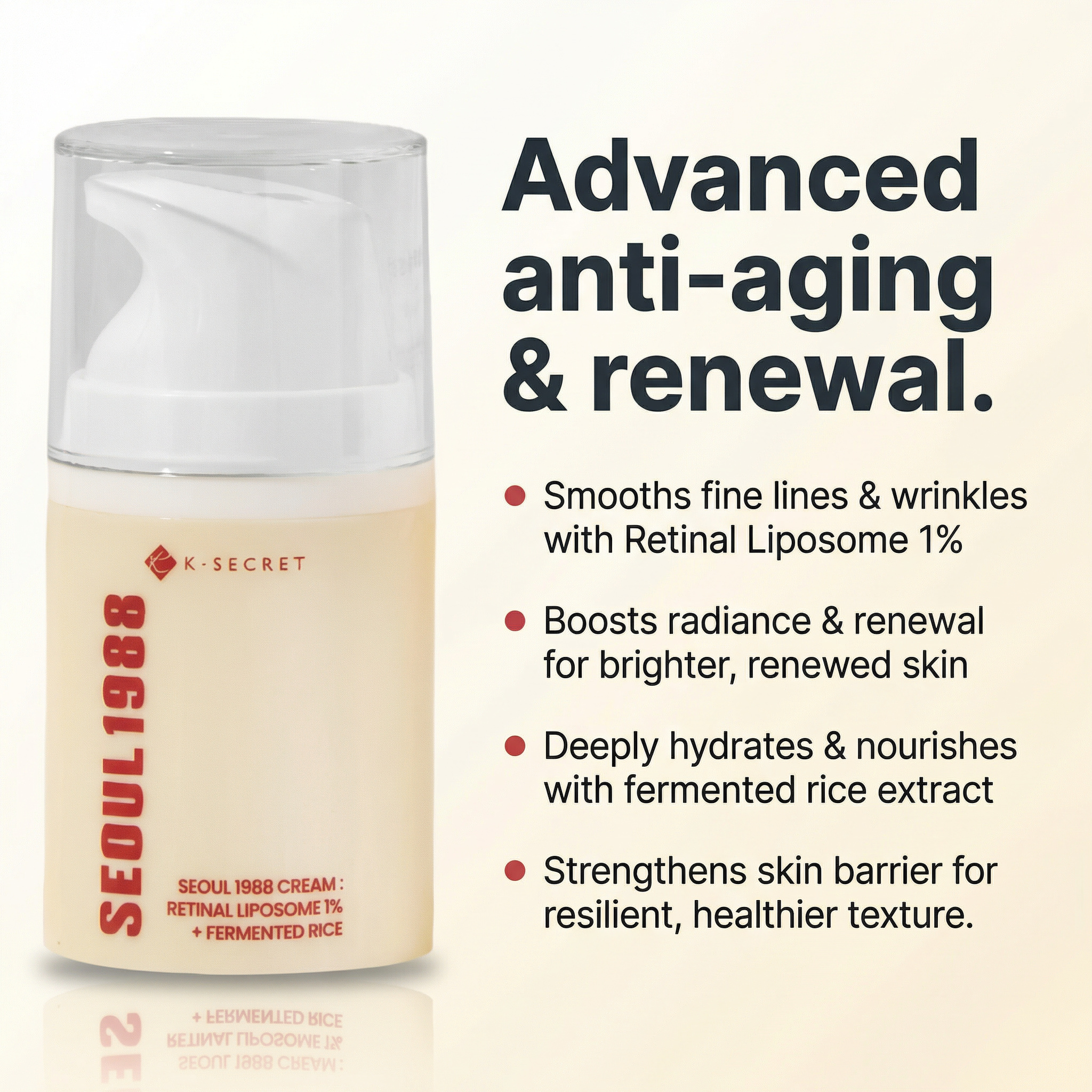 K-SECRET – SEOUL 1988 Cream: Retinal Liposome  + Fermented Rice - 50ml